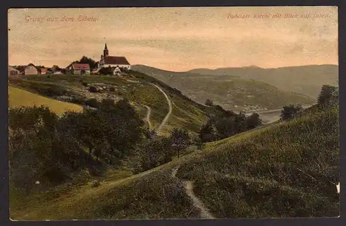 Ansichtskarte Dubitzer Kirchl Salesel Elbtal 1906