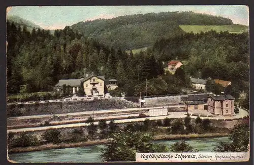 Ansichtskarte Bahnhof Station Rentzschmühle 1910