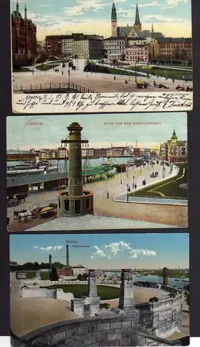 3 Ansichtskarte Stettin Grüne Schanze 1906 Blick von der Hakenterasse 1908 1917