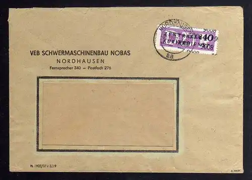 B1472 DDR ZKD 12 Kontrollzahl 9008 Brief Nordhausen geprüft BPP VEB Schwermaschi