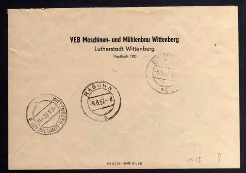 B1459 DDR ZKD 2x 10 Kontrollzahl 8018 Brief Wittenberg geprüft BPP VEB Maschinen