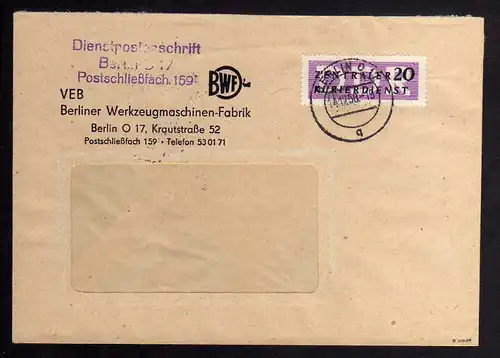 B1829 DDR ZKD 7 Brief Berlin BWF VEB Berliner Werkzeugmaschinen Fabrik geprüft B
