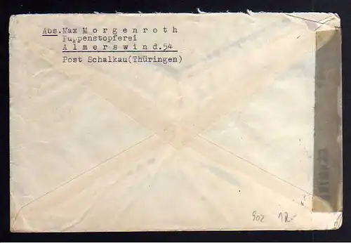 B902 SBZ Brief Gebühr bezahlt 1946 Dessau / Almerswind Post Schalkau an Suchdien