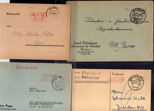 B822 11x SBZ Brief Karte Gebühr bezahlt 1945 Weimar Straßenbau Rohstoff AG Buchh