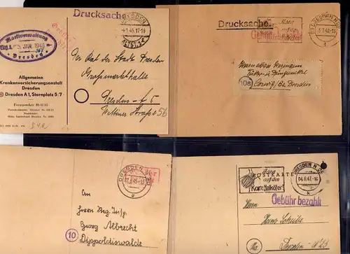 B871 Sammlung 65x SBZ Brief Karte Gebühr bezahlt 1945 Dresden Berufsgenossenscha