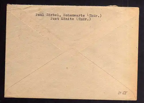 B2055 Brief SBZ Gebühr bezahlt 1946 Eichicht Saale Kaulsdorf Bayr. Rotes Kreuz S