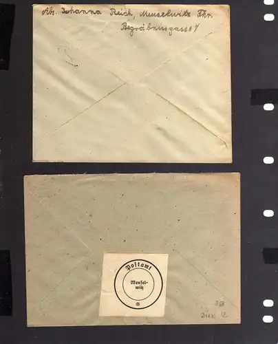 B2102 2x Brief SBZ Gebühr bezahlt Postsache 1946 Meuselwitz Thür. Bayr. Rotes Kr