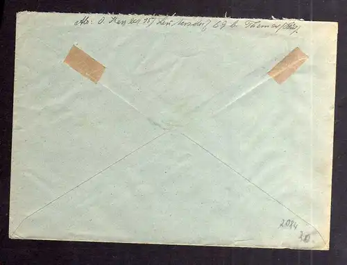 B2084 Brief SBZ Gebühr bezahlt 1946 Leutersdorf über Themar Landpoststempel Bayr