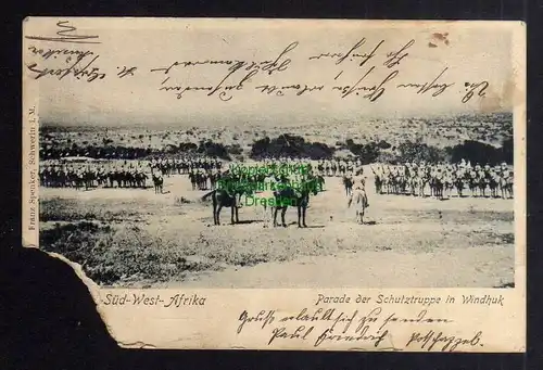 Ansichtskarte Windhuk DSW 1905 Parade der Schutztruppe Feldpost