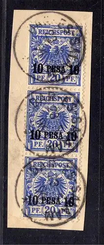 B1743 DOA 3x 4 gestempelt Briefstück Dar-Es-Salaam 23.5. 1896 Dreierstreifen