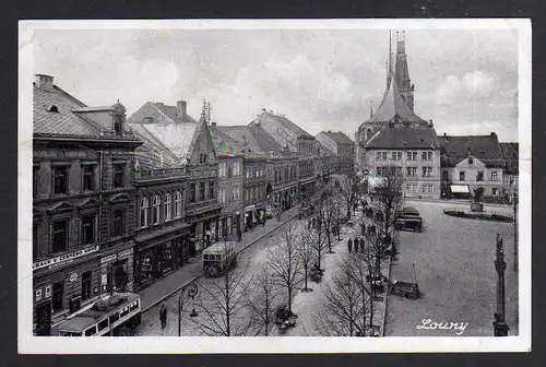 Ansichtskarte Louny Markt 1940 Feldpost Deutsche Dienstpost Böhmen Mähren