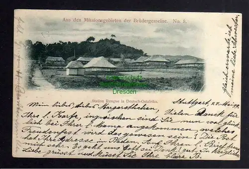 Ansichtskarte Station Rungue in Deutsch Ostafrika 1899 Brüdergemeinde No. 8