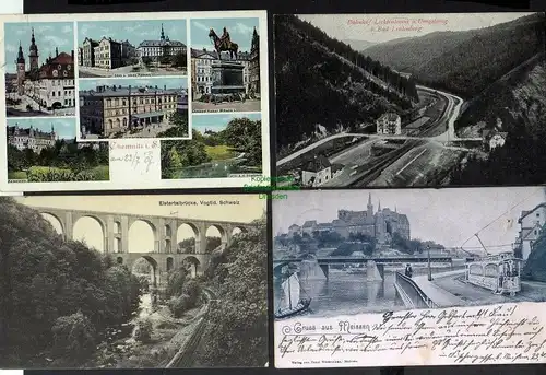 12 Ansichtskarte Vogtländische Schweiz Litho Rentzschmühle 1901 Göhrner Eisenbahnbrü
