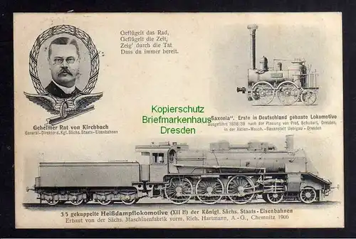 Ansichtskarte Eisenbahn Lokomotive Saxonia 3/5 gekuppelte Heißdampflokomotive Königl