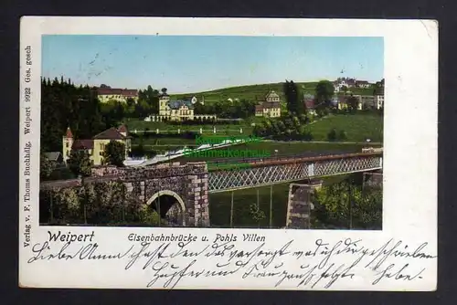 Ansichtskarte Weipert Vejprty 1901 Eisenbahnbrücke und Pohls Villen