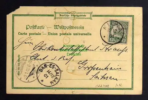 Ansichtskarte Pangani Deutsch Ostafrika 1901 Litho Zollhaus Kilwa Verlag und Eigentu
