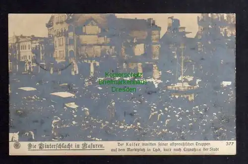 Ansichtskarte Lyck Lötzen 1915 Fotokarte Winterschlacht Masuren Kaiser inmitten sein