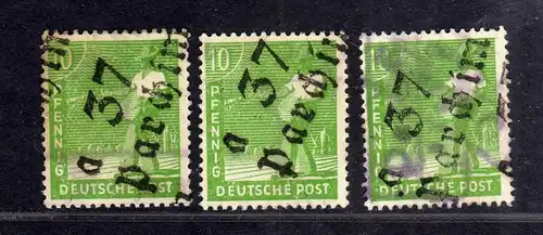 h2660 Handstempel Bezirk 37 Parchim a 3x 10 Pfg. gestempelt gepr. BPP  Poststell