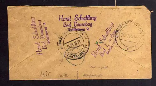 h2855 Handstempel Bezirk 20 Bad Dürrenberg gepr. BPP Sowjetische Zensur 6333 Aus