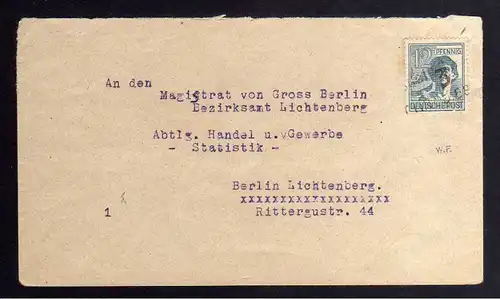 h2805 Handstempel Bezirk 3 Berlin Biesdorf 12 Pfg. Ortsbrief Altsignatur W.F. na