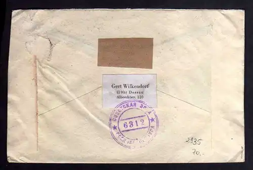 h2935 Handstempel Bezirk 29 Dessau Brief sowjetische Zensur 6312 nach Groß Burgw