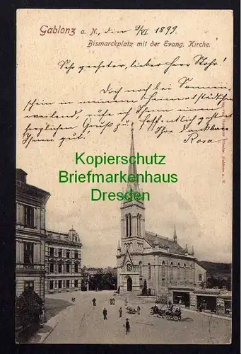 Ansichtskarte Gablonz an der Neiße 1899 Bismarckplatz Kirche Jablonec nad Nisou