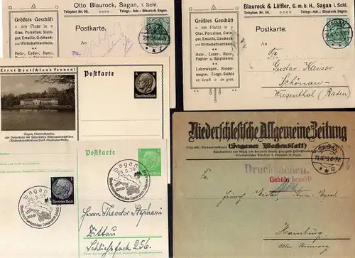 v167 Sagan Otto Blaurock 1912 Brief Saganer Tageblatt gebühr bezahlt 1923 Nieder