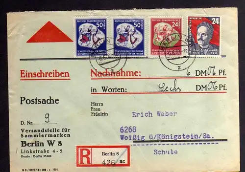 B1259 DDR 1951 292 290 Weltfestspiele Nachnahme Postsache der Versandstelle