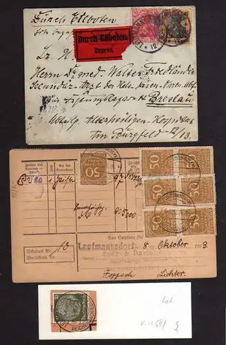 V150 Leutmannsdorf über Reichenbach Schlesien Eilboten Brief Express 1915 Postka