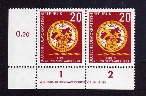 DDR 1958 658 Spartakiade der befreundeten Armeen R 1-2 ** DV ungefalten nich