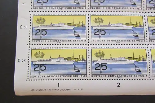 DDR 1960 Bogen 771 FDGB Urlaubeschiff Fritz Heckert postfrisch mit Druckvermerk