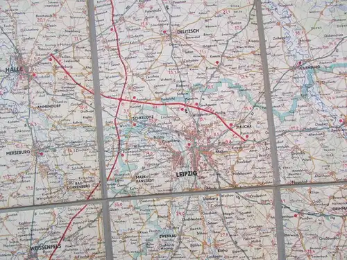 Landkarte Land Sachsen um 1950 Sachsenverlag Dresden um 1950 noch ohne Autobahn