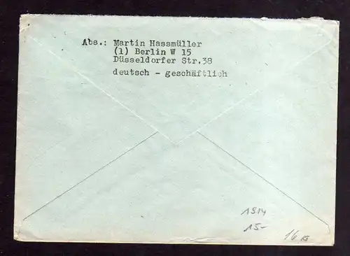 h1914 Handstempel Bezirk 3 Berlin 58 Brief 24 Pfg. 2.7.48 an Hüttenwerke Thale