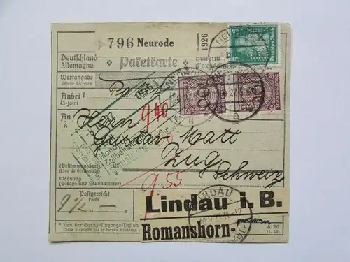 V810 Heimatsammlung Neurode Paketkarte 1927 Perfin Firmenlochung B.N. Berlin - N