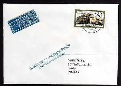 DDR 1987 Einzelfrankatur EF DDR 3147 Luftpost Drucksache nach Israel
