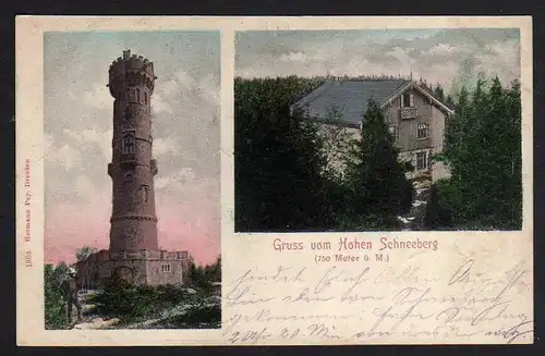 Ansichtskarte Hoher Schneeberg 1905 Aussichtsturm Haus Gasthaus ?