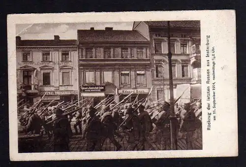 Ansichtskarte Insterburg Ostpreußen Rückzug der letzten Russen 1914 Apotheke Drogerie