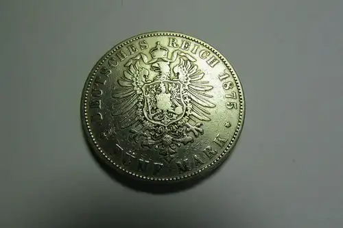 m051 Sachsen 5 Mark 1875 König Albert Silber