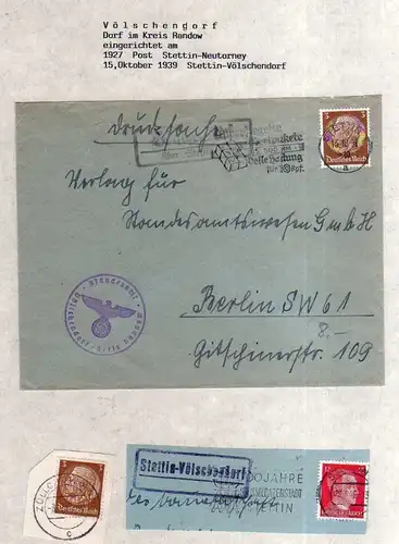 v109 aus Stettin Sammlung Landpoststempel Stettin Völschendorf Drucksache 1938