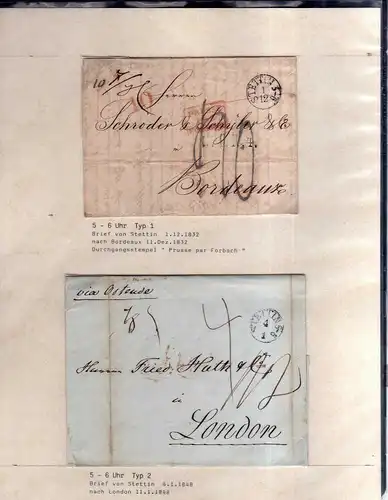 v040 aus Stettin Sammlung 4 Briefe 1832 - 1848 nach Bordeaux Prusse Par Forbach