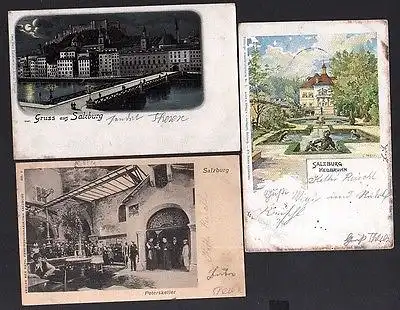 3 Ansichtskarte Salzburg Heilbrunn 1900 Peterskeller 1903