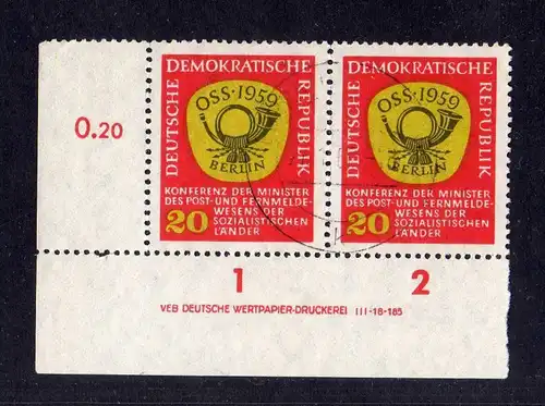 DDR 1959 686 DV Druckvermerk gestempelt Konferenz der Minister des Post- und
