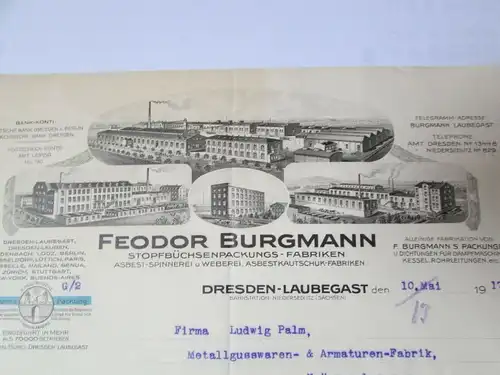 v547 Briefbogen Firmenrechnung Dresden Laubegast Stopfbüchsenpackungs Fabriken S