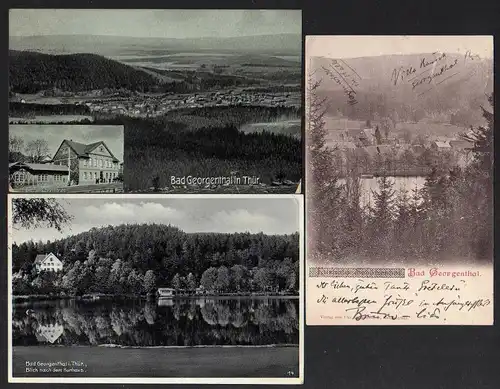 3 Ansichtskarte Bad Georgenthal Gasthaus Thüringer Wald 1923 See Teich Villa 1900