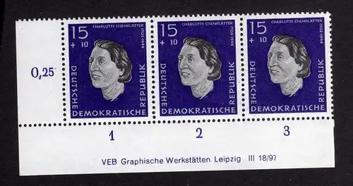 DDR 1959 717 Antifaschisten Charlotte Eisenblätter R 1-3 ** DV ungefalten ni