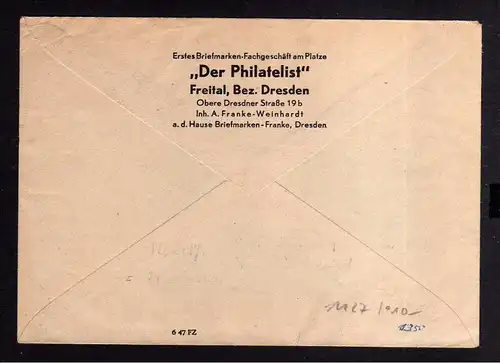 h1127 Brief Handstempel Bezirk 14 Dresden SST Philatelistentreffen MiF Fensterum