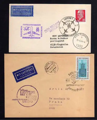 Karte Brief DDR 1963 Erstflug IL18 Berlin Prag Leipzig Messesonderflug Wi