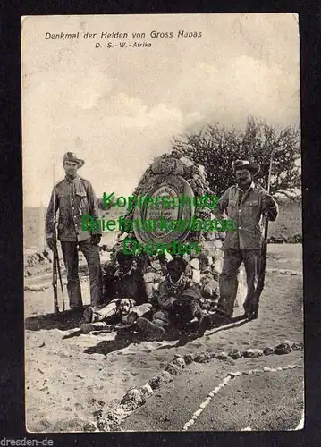 Ansichtskarte DSW Gross Nabas Denkmal der Helden Schutztruppe Soldaten 1912 Kanus