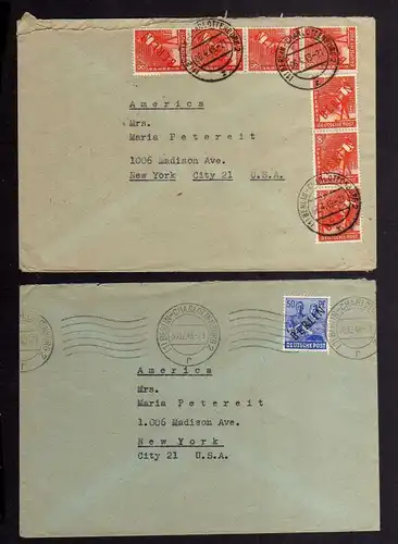 B2613 2x Brief Berlin Westberlin 13 EF 23 MeF 1948 Schwarzaufdruck Rotaufdruck