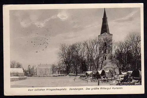 Ansichtskarte Dondangen größtes Rittergut Kurlands 1916 Dundaga Lettland Kurzeme Feld